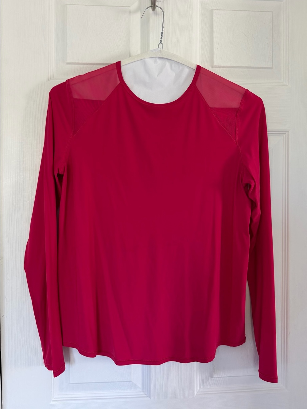Lululemon Sculpt Long-Sleeve Shirt - in pink dragonfruit (reddish pink color)